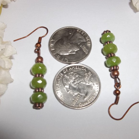 Boho Style Earrings Set Green Copper Jewelry Fashion Accessory Handmade 6479 - Picture 4 of 10